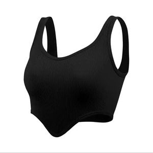 Seamless Ribbed Knitting Corsetry Shape Yoga Crop Tank Top V Neck Top